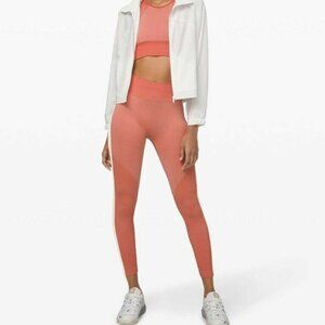 Lululemon Ebb to Train Pink/Clay Leggings Abstract Size 6 Womens